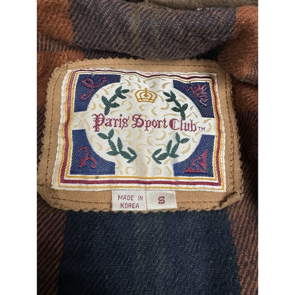 Vintage Paris Sport Club Brown Leather Barn Jacket Mens Small Chore Western Y2K - Picture 3 of 12